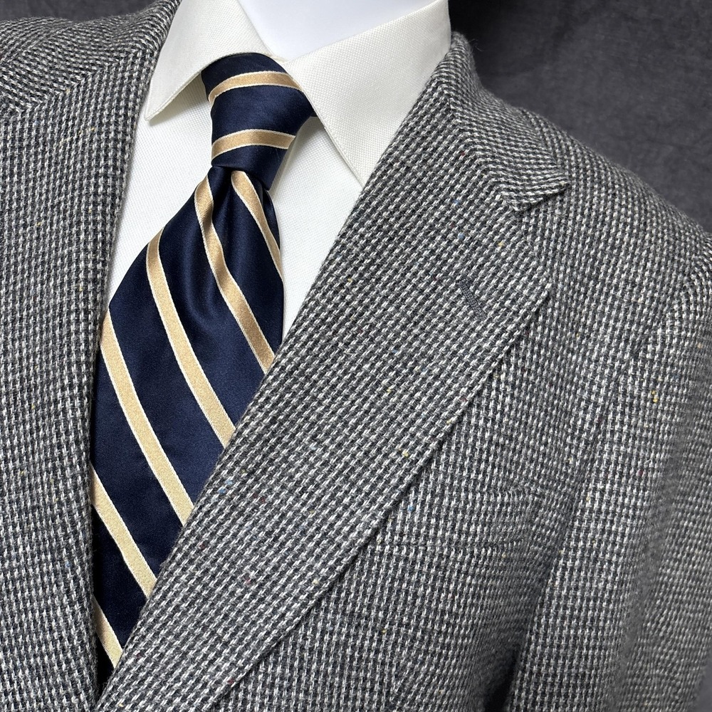 Context Sport Coat 40R Gray Wool Speckled Tweed Check Blazer Jacket USA Classic